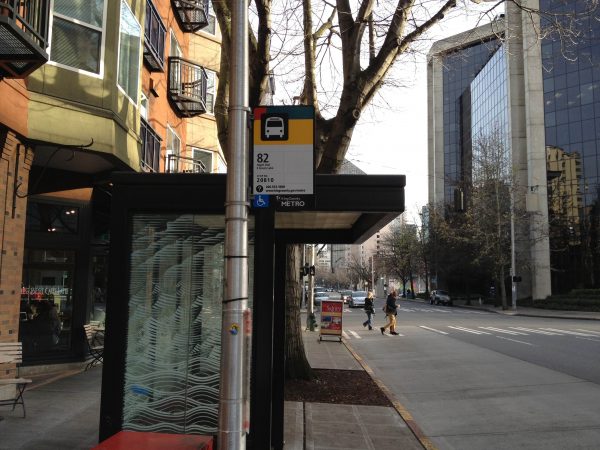 A very lonely bus stop back in 2012. (photo mine)