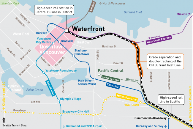 Vancouver station options: Waterfront, Pacific Central