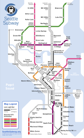 Seattle Subway map with Aurora Line